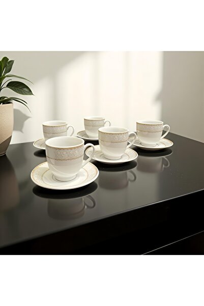 Malooki Porcelain coffee/tea cup set with saucers, classic gold decoration – ...