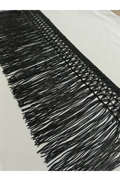 ULUPAMİR شريط زخرفي أسود مزخرف بشراشيب مسطحة بطول 18 سم