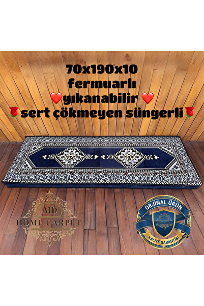 mdhomecarpet Şark Köşesi Minderi 70x190x10 Çökmeyen Süngerli Fermuarlı Yıkana...
