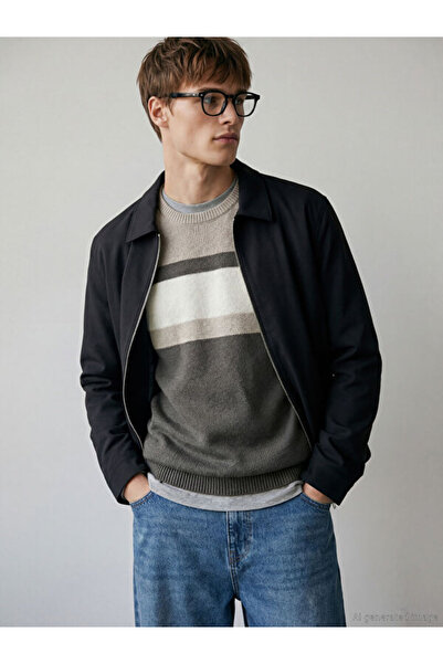 LC Waikiki Rmz Gi̇yi̇m Farkiyla Zero Roba Collar Long Sleeve Color Block Men'...