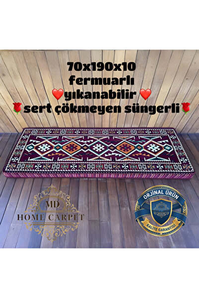 mdhomecarpet Şark Köşesi Minderi 70x190x10 Çökmeyen Süngerli Fermuarlı Yıkana...