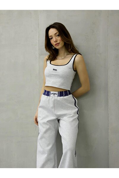 Coral Biye Detaylı 2000S Nakışlı Atlet Atl01547 Gri