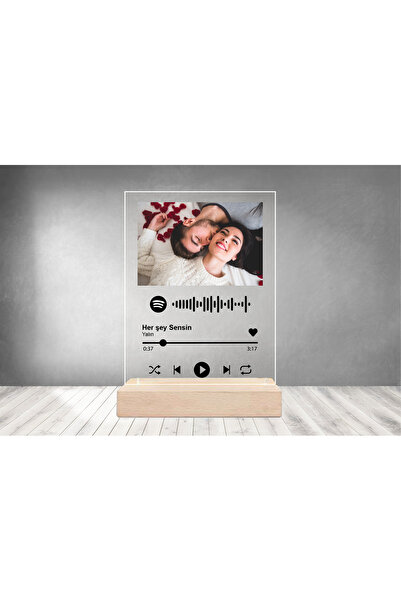 Baskı Yanında Spotify Kişiye Özel Pleksi Fotoğraf Ahşap Standlı | Sevgiliye Ö...