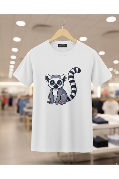 playwear PLAY WEAR Unisex Μπλουζάκι με στάμπα LEMUR MONKEY με λαιμόκοψη ποδηλ...