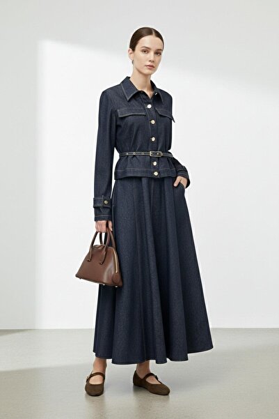 Loreen Belted Button Detailed Skirt Suit-20751Tks