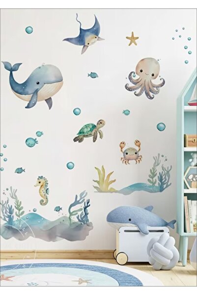 WALLHUMAN Tatlı Deniz Hayvanları Çocuk Odası Duvar Sticker