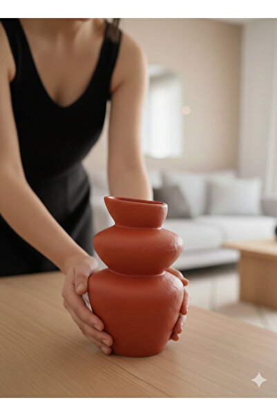 gucco design gd Διακοσμητικό βάζο με υφή πέτρας σε χρώμα τούβλου