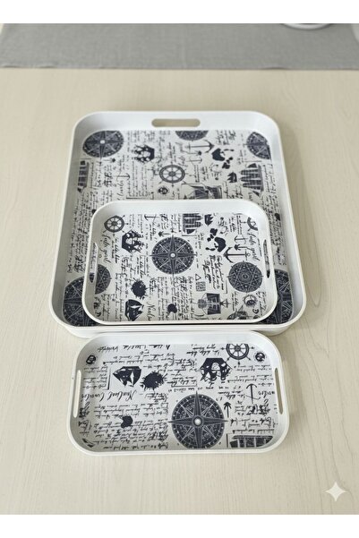 Voltbox طقم صواني مكون من 3 قطع - صواني الشاي - صواني التقديم - صواني تقديم ا...