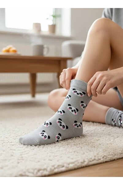 CANMODA جوارب قطنية ملونة رمادية اللون بنمط الباندا للجنسين (تناسب المقاسات 3...