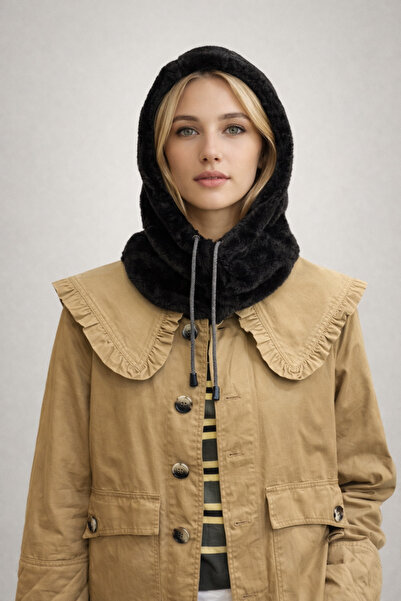 Şirin Giyim Aksesuar يوموش بالاكلافا من الفرو الناعم - قبعة بيريه مع غطاء للر...