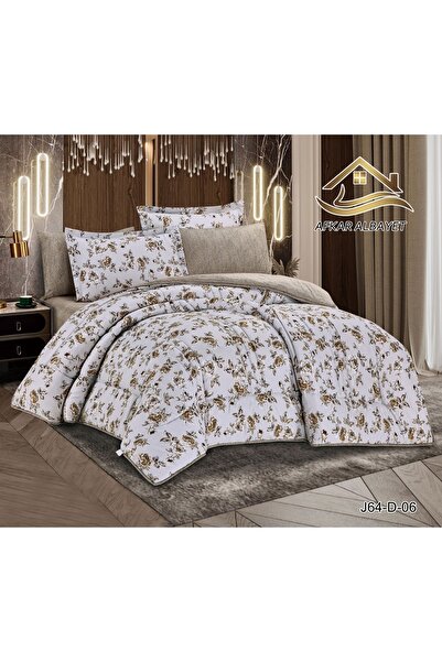 Afkar Albayet Summer double bedsheet set, 6 pieces, floral pattern, microfiber