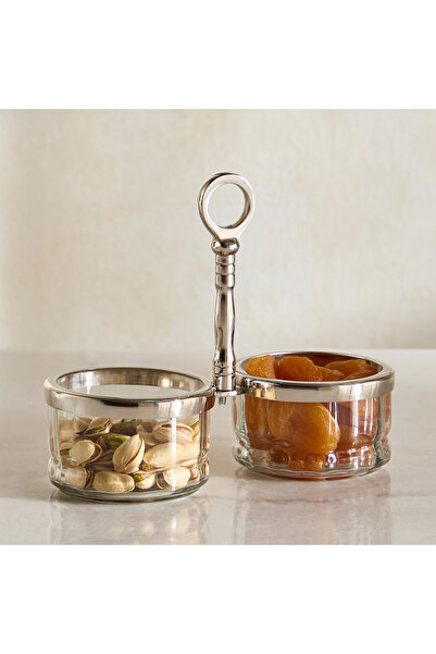 Home Box Oriental 2-Compartment Glass Serving Dish - 23x12.5x18 cm