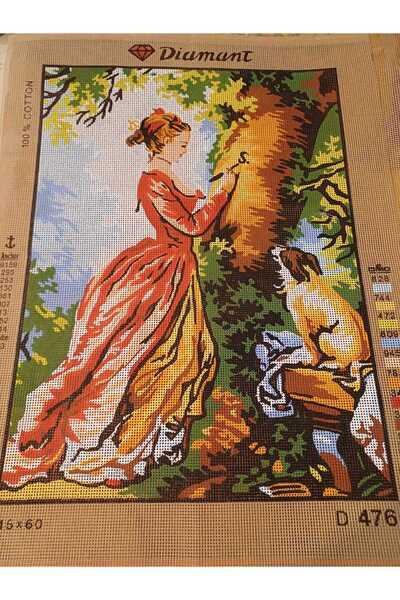 gobelin 45*60 صورة لفتاة تكتب على شجرة عتيقة بدون عنوان