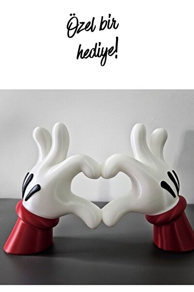 GRAUHAUS Sevgililer Günü El Figürü Kalp Dekoru Modern Mickey Dekoru Siyah & K...