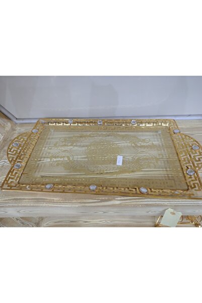 Tohfah Crystal tray with gold trim, 44 cm x 26 cm