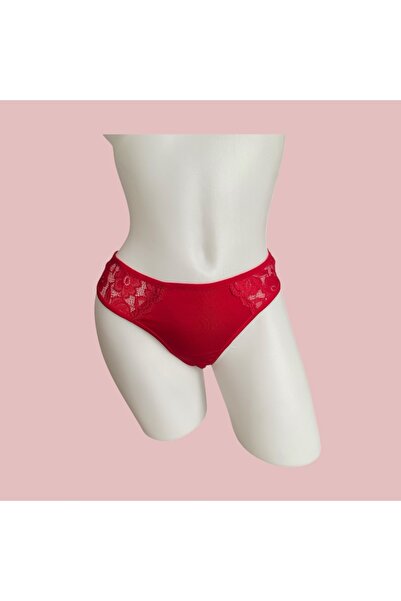 Cottondance Kırmızı Dantel Detaylı Tanga