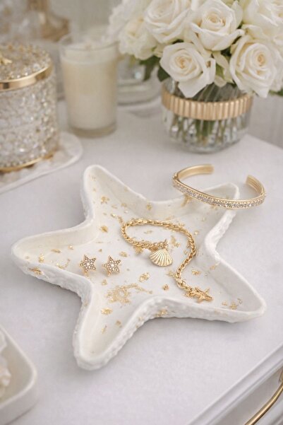 MANİFEST CANDLE Yıldız Formlu Gold Detaylı Dekoratif Takı Tabağı – Anahtar & ...