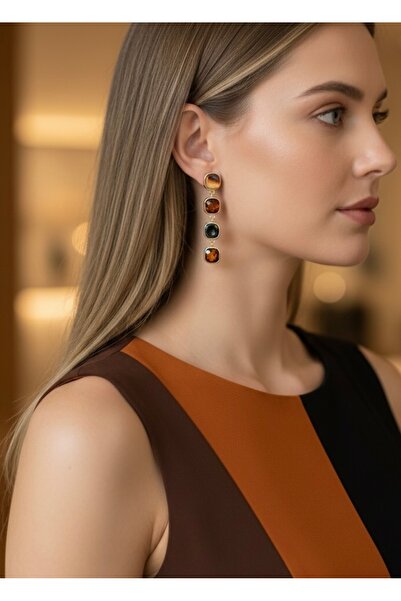 Kmod Life أقراط متدلية مرصعة بالأحجار