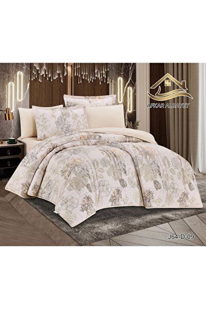 Afkar Albayet Summer double bedsheet set, 6 pieces, floral pattern, microfiber