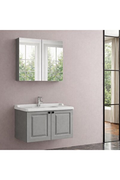 Gold Ban-yom RİSUS 80 GRİ MDF Banyo Mobilyası Seti