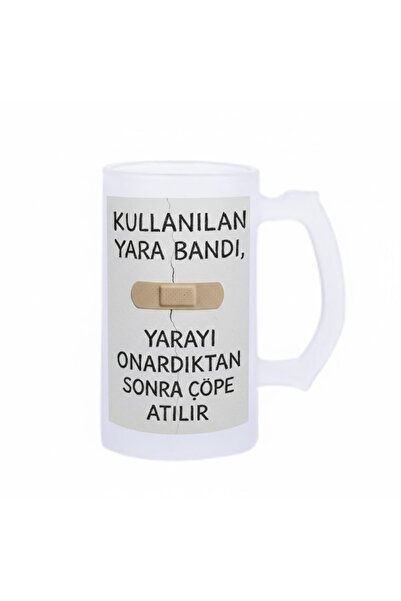sartre art Yarabandı Humorous Motto Printed Beer Glass 500 ml - Large Glass M...