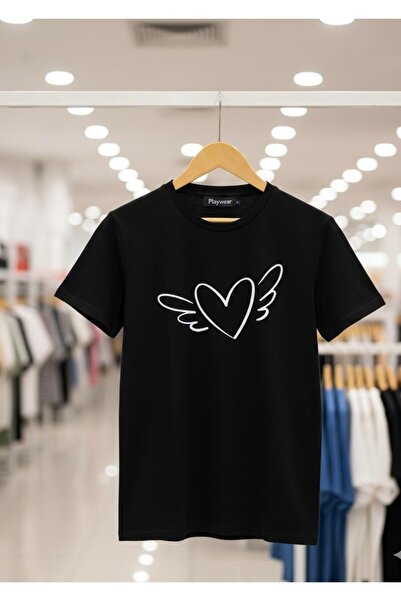 playwear PLAY WEAR Унисекс тениска с кръгло деколте, с принт  "Мече с крила и...