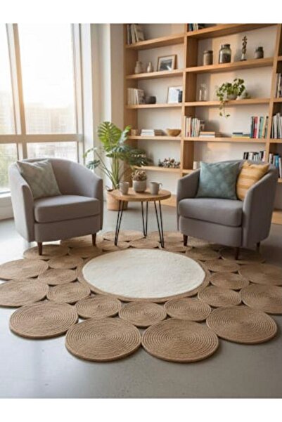 Pınar Home kaymaz taban jüt papatya