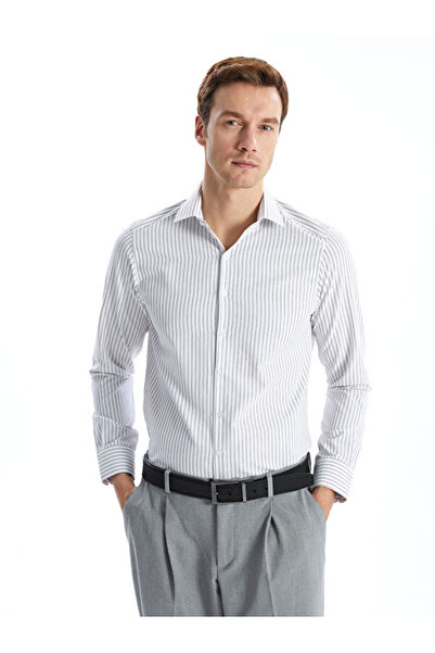 LC Waikiki Rmz Gi̇yi̇m Farkiyla Slim Fit Long Sleeve Striped Poplin Men's Shirt