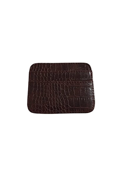 stravis 5-Compartment Claret Red Croco Pattern Card Holder