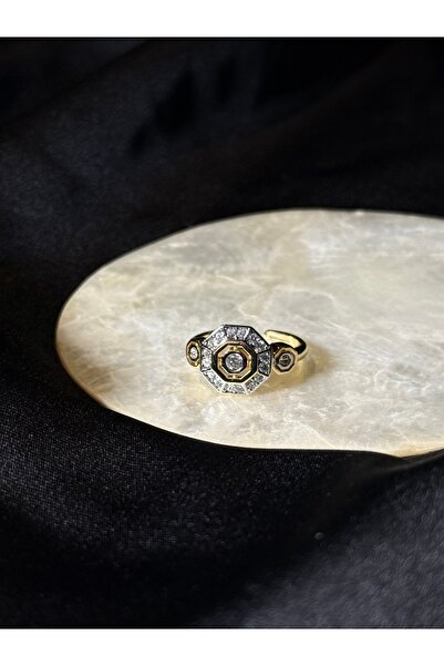 PALICE خاتم من الفولاذ ثماني الأضلاع من الزركون مرصّع بالأحجار قابل للتعديل