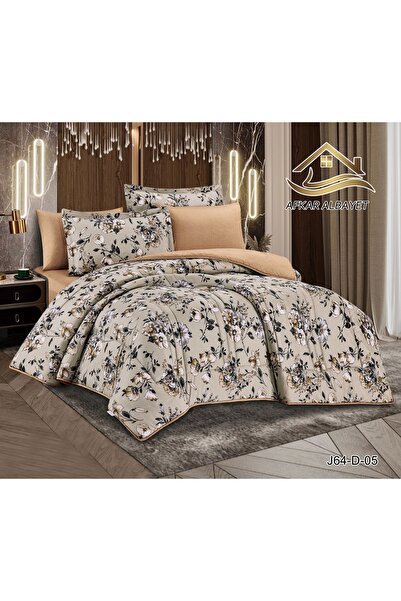 Afkar Albayet Summer double bedsheet set, 6 pieces, floral pattern, microfiber