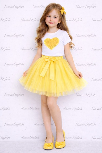 Nacar 23 Nisan 29 Ekim Kalp T-shirt&Tütü Etek 2'li Takım - 23 Nisan Gösteri K...