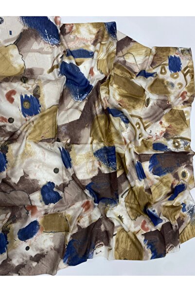 Bohemian Navy Blue Brush Collection Viscose Scarf 100 X 100 cm