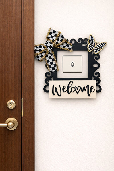 Marrone Ornament pentru priză de curent, panglică în carouri