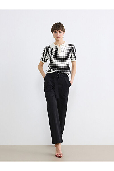 LC Waikiki Black Women's Trousers with Belt