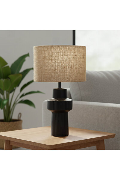 Generic Emzie Table Lamp with Linen Shade - 43 cm