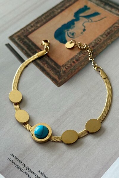 Trendy Butik Steel Turquoise Stone Plate Model Imprint