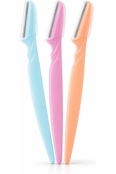 Busstier Kaş Usturası 3’lü Set Kapaklı Yüz Tüy Alma ve Kaş Şekillendirme Bıça...