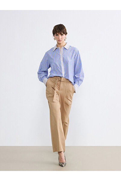 LC Waikiki Beige Women's Trousers with Waist Belt