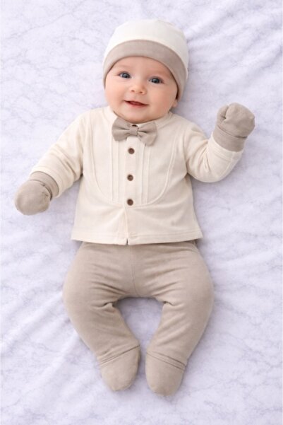 HANNA Set papion cu nasturi Serde Baby 0-3 luni – outfit complet nou-născut