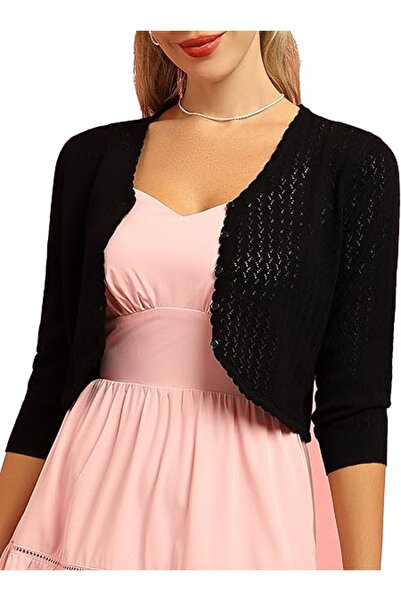 OEM Black bolero, lace, for women, button closure, S