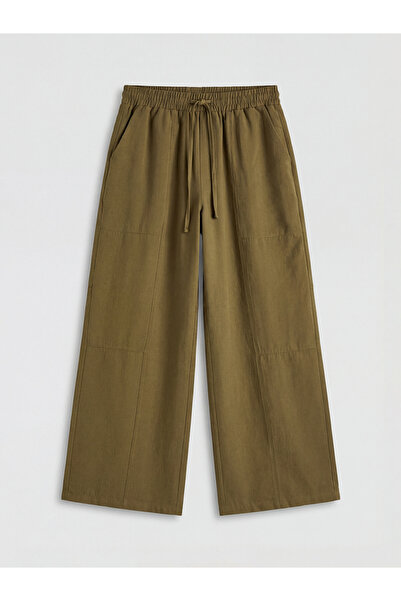LC Waikiki Peak New Season Elastic Waist Wide Leg Women's Trousers