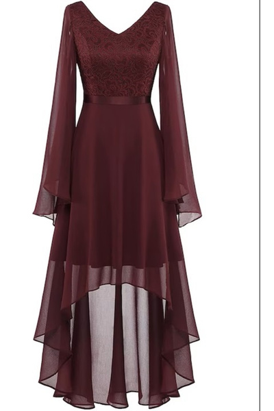 DRESSTELLS Elegant summer dress, above-knee length, V-neckline, hidden zipper...