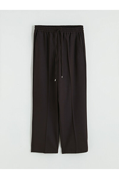 LC Waikiki Καφέ γυναικείο παντελόνι με ελαστική μέση