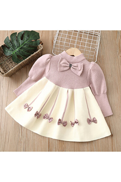 GENERAL Winter dress with a unique and elegant design in purple and beige - 1...