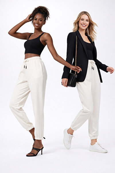 Flora Kadın Jogger Eşofman Altı Lastikli Paça İki İplik Kompak Penye Kumaş