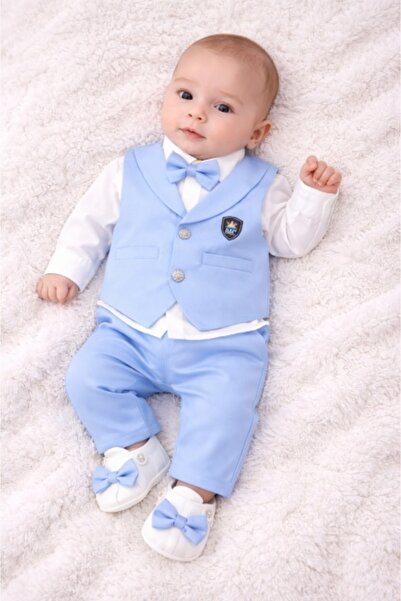 Superbaby Babylia elegant blue Tuxedo set for boys, complete suit with vest, ...