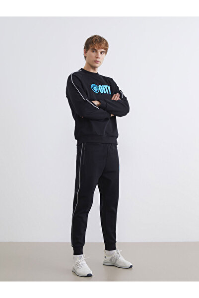 LC Waikiki Siyah Slim Fit Manchester City Baskılı Erkek Jogger Eşofman Altı