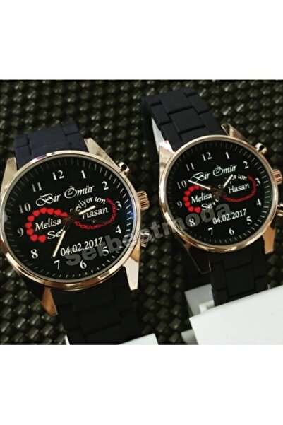 serbestmoda Sevgiliye Doğum Günü Hediyesi Çift Saat Kombini İsim Baskılı Kişi...