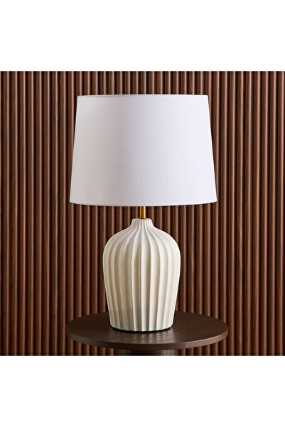 Generic Nash Zoe Big Size Ceramic Table Lamp with Linen Shade - 21x58 cm